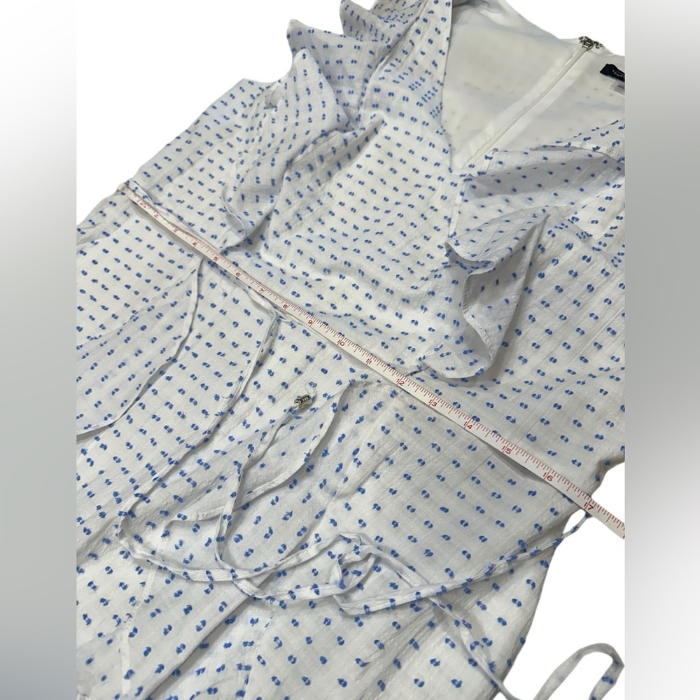 Tommy Hilfiger White and Blue Ruffled Sleeveless Dress - Picture 5 of 16